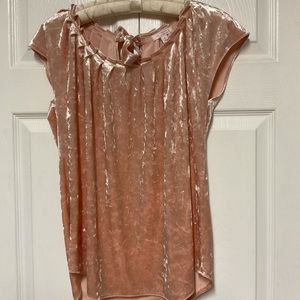Lauren Conrad Size S Pink Crushed Velvet Top W/Bow in Back